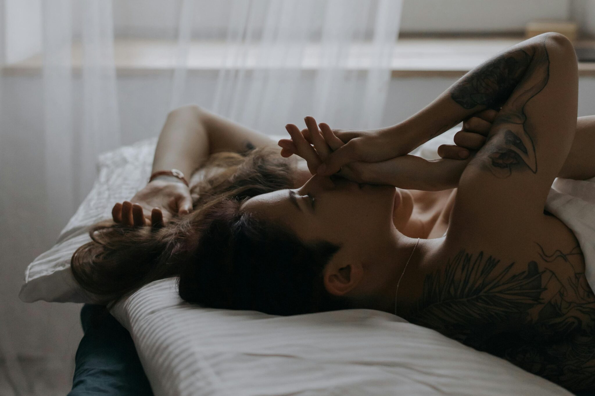 A couple lying in bed