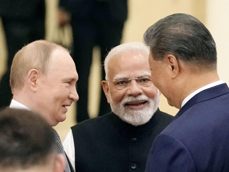 September 1, 2025, Tianjin, China: Russian President Vladimir Putin, Indian Prime Minister Narenda Modi and Chinese President Xi Jinping on the second day of the two-day summit of the Shanghai Cooperation Organization.