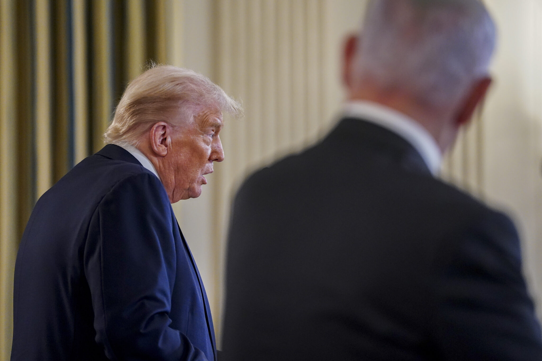 Donald Trump and Benjamin Netanyhu of Israel participate in a joint press conference in the State Dining Room of the White House in Washington, DC, USA, 29 September 2025.