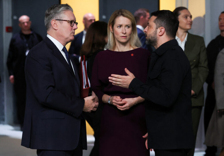 Keir Starmer, Kaja Kallas, and Volodymyr Zelensky at the European Political Community summit, in Copenhagen, Denmark on October 2, 2025
