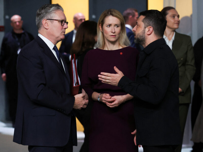 Keir Starmer, Kaja Kallas, and Volodymyr Zelensky at the European Political Community summit, in Copenhagen, Denmark on October 2, 2025