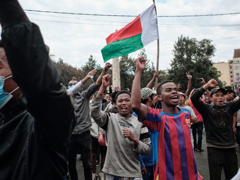 Protestors in Madagascar during the fourth day of demonstrations led by the Generation Z movement on Sept. 30, 2025
