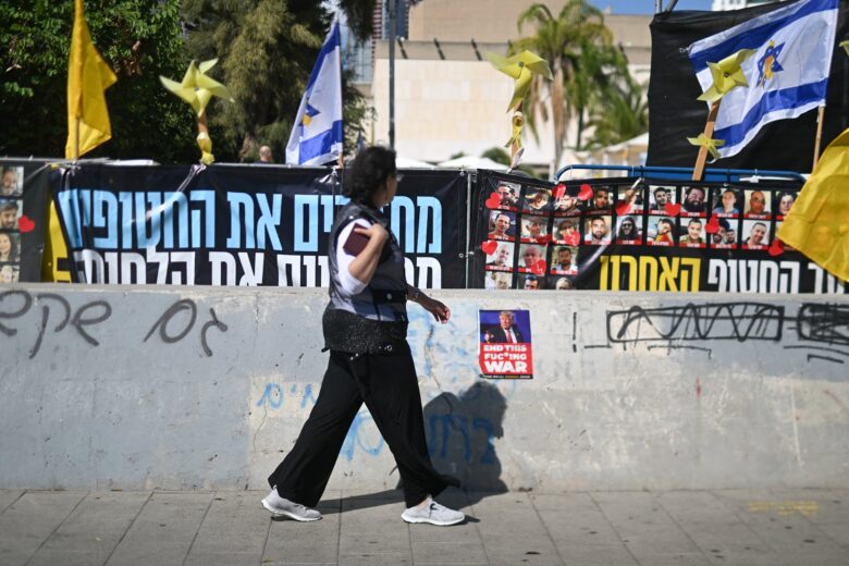 Hostage Square in Tel Aviv, Israel, on October 14, 2025, the day after the return of the Hamas hostages.