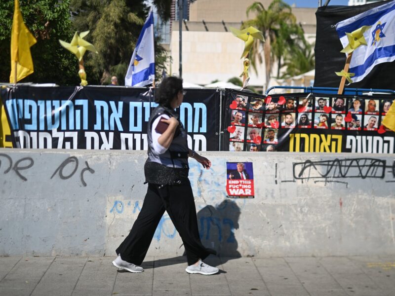 Hostage Square in Tel Aviv, Israel, on October 14, 2025, the day after the return of the Hamas hostages.
