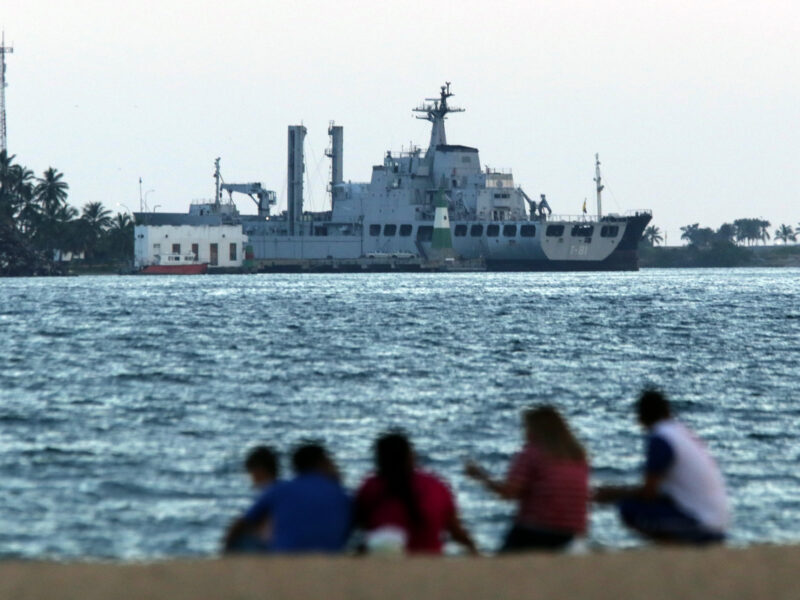 Venezuela keeps warship on alert following the announcement of the presence of US Navy ships in the Caribbean Sea, in Puerto Cabello, Carabobo state.