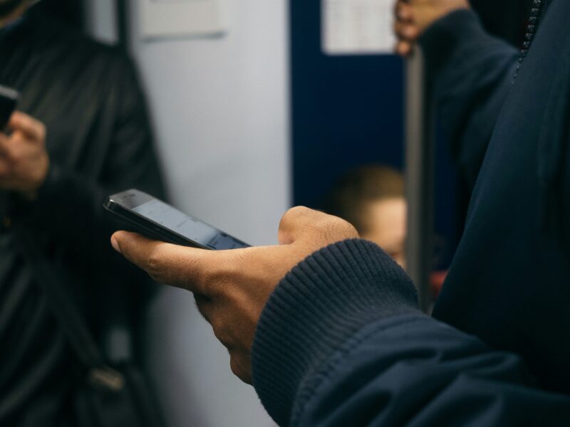 Person using Android smartphone.
