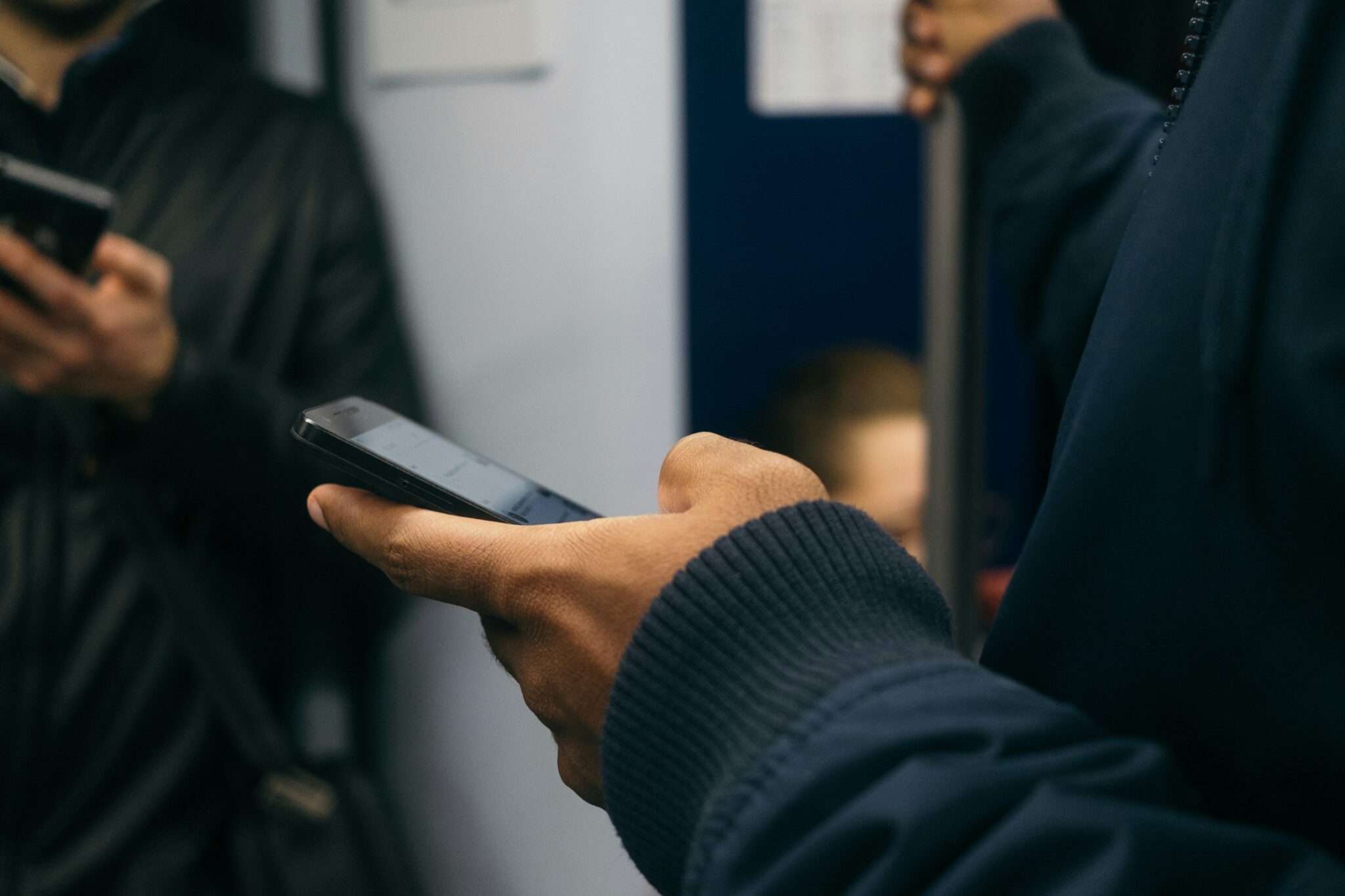 Person using Android smartphone.