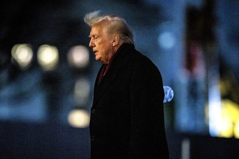 Donald Trump walks on the South Lawn of the White House, Tuesday, December 9, 2025.