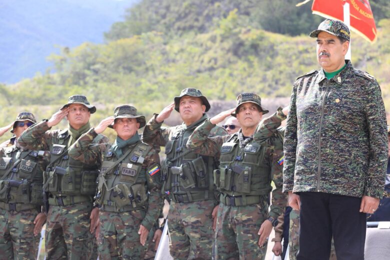 Venezuelan President Nicolás Maduro overseeing military drills in Caracas following rising tensions with the U.S.
