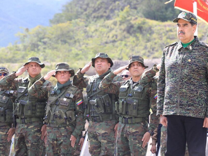 Venezuelan President Nicolás Maduro overseeing military drills in Caracas following rising tensions with the U.S.